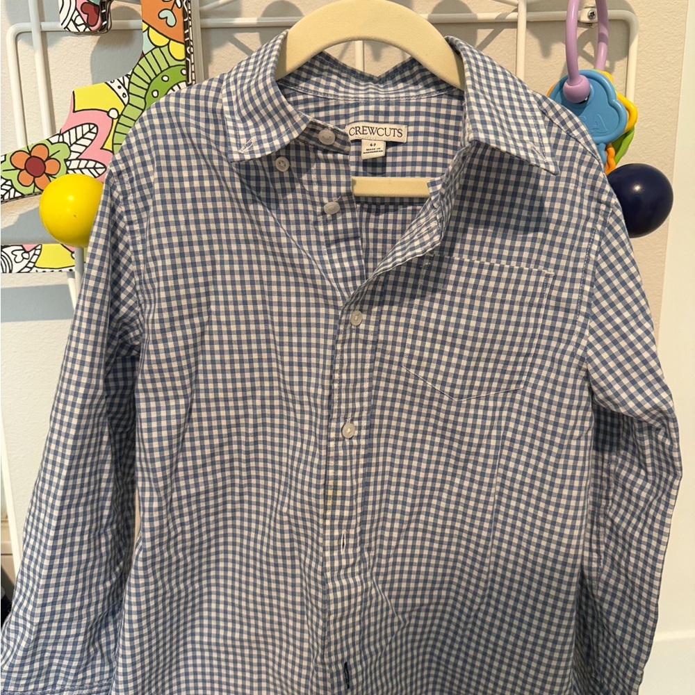 Crewcuts Blue Gingham Kids Button Down Shirt